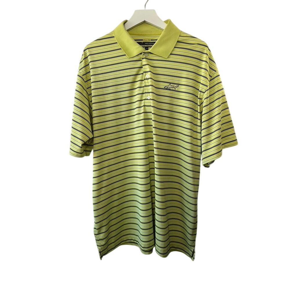 Greg Norman PLAYDRY Green & Black Stripe Short Sleeve Polo Shirt Men's XL
